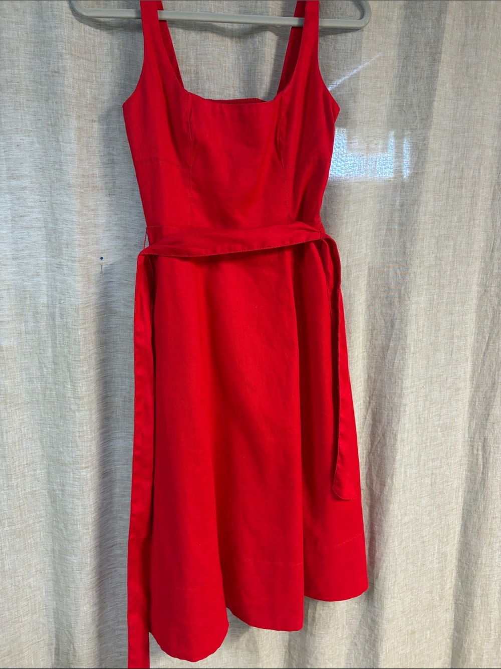 Banana Republic Red Midi Dress with Waist Tie